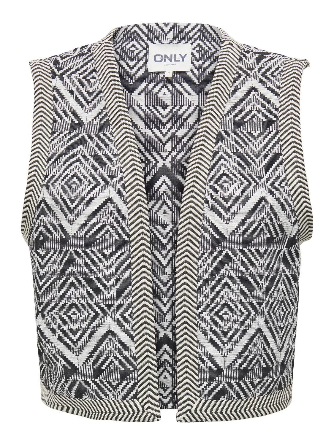 ONLLILAH S/L JAQUARD VEST PNT CS Pumice Stone-BLACK PATTERN