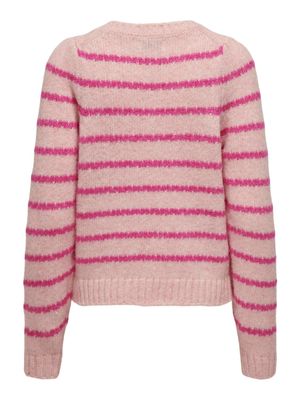 ONLSILOMA LIFE STRIPE LS O-NECK KNT Silver Pink-Fuschia Purple