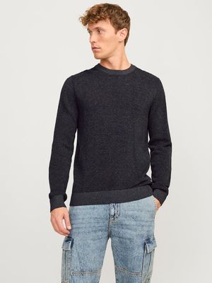 JJEGLOBE KNIT CREW NECK NOOS Dark Grey Melange