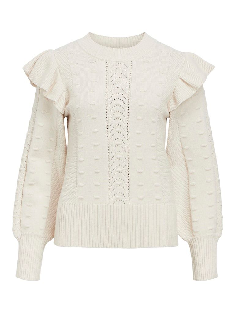 OBJJULIA KNIT L/S RE PULLOVER 134 White Sand/Melange