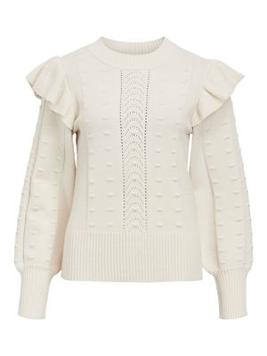 OBJJULIA KNIT L/S RE PULLOVER 134 White Sand/Melange