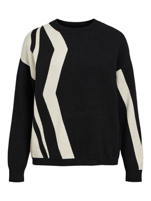 OBJRAY LO L/S KNIT PULLOVER AOP NOOS Fabrikant kenmerken Black-Sandshell vertical strip