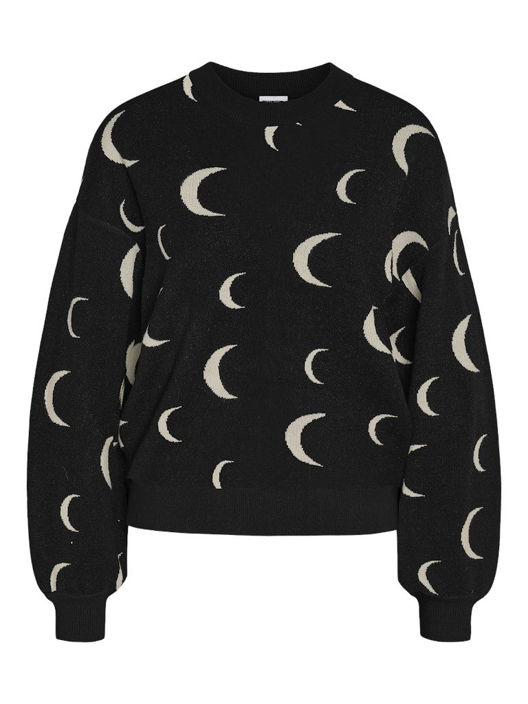 NMCHARLOTT L/S O-NECK KNIT FWD NOOS Black/OATMEAL MOON