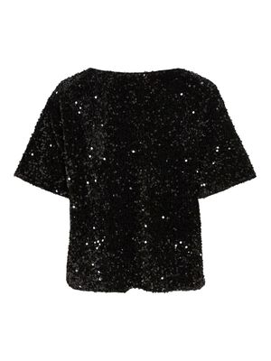 VIFAITH O-NECK S/S SEQUIN TOP/VOL Black Beauty-BLACK BEAUTY SEQ