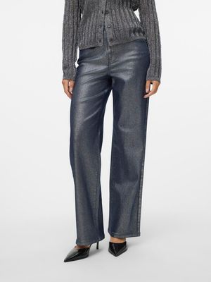 VMTESSA HR WIDE DNM JEANS VI2464 Medium Blue Denim-Silver Coat