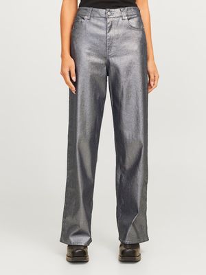 JXTOKYO MIKEA WIDE HW SHINY JEANS DNM Medium Blue Denim-SILVER