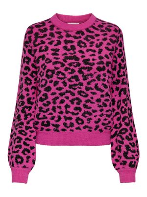 JDYLORRAINE ANIMAL L/S PULLOVER KNT NOOS Rose Violet-BLACK LEOPARD SPOT