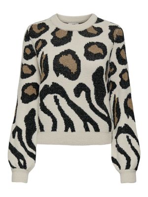 JDYLORRAINE ANIMAL L/S PULLOVER KNT NOOS Cement-BACK-MALT BALL MIX