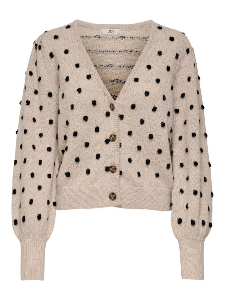 JDYSIGRID LIFE L/S VNECK STRUC CARDI KNT Malt Ball-W. CEMENT DOTS
