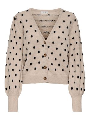 JDYSIGRID LIFE L/S VNECK STRUC CARDI KNT Malt Ball-W. CEMENT DOTS