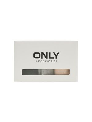 ONLHANNAH HEART SOCK 3-PACK BOX Black-BEIGE-GREY-BLACK W. RED