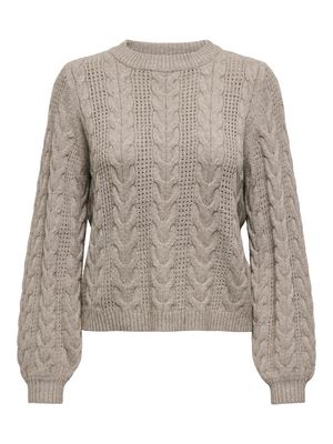 ONLRUBINA LS CABLE O-NECK KNT NOOS Walnut-W. Melange