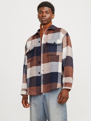 JJEBRADLEY OLLIE OVERSHIRT LS NOOS Navy Blazer/CHECKS