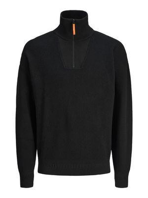 JCOOUTDOOR KNIT HALF ZIP HIGH NECK SN Black