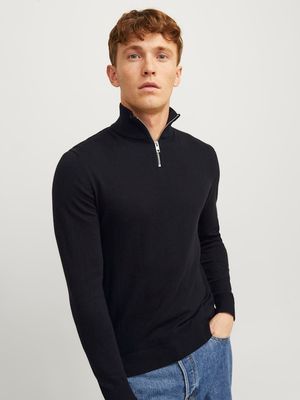 JJEEMIL KNIT HALF ZIP NOOS Black