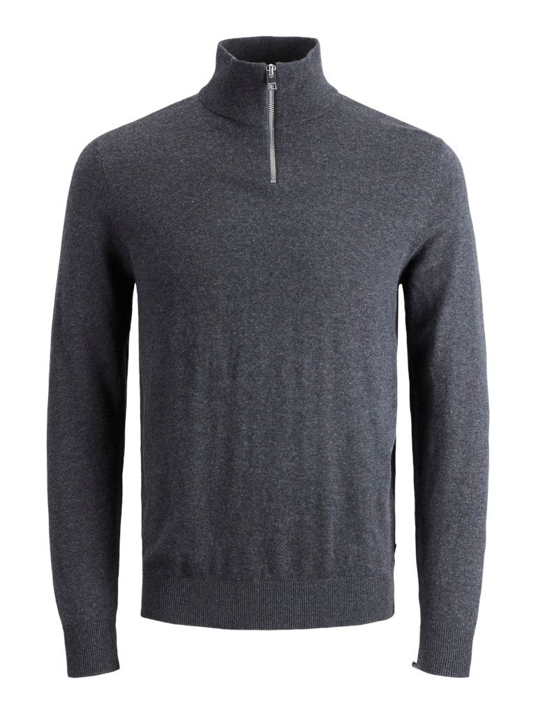 JJEEMIL KNIT HALF ZIP NOOS Dark Grey Melange