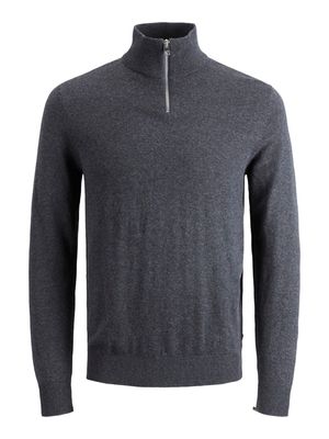 JJEEMIL KNIT HALF ZIP NOOS Dark Grey Melange