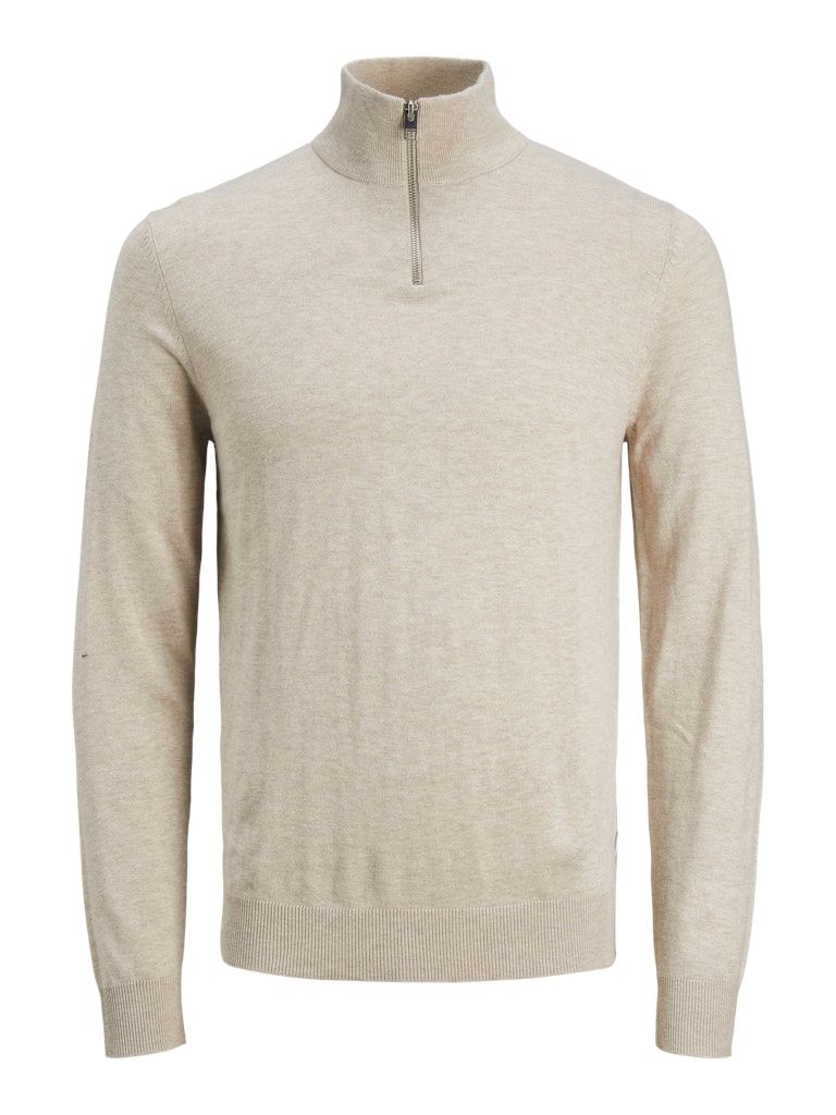 JJEEMIL KNIT HALF ZIP NOOS Oatmeal/Melange