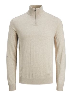 JJEEMIL KNIT HALF ZIP NOOS Oatmeal/Melange