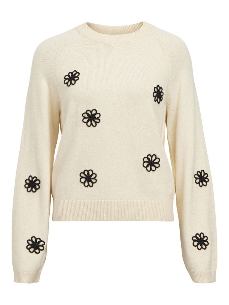 OBJLANEY RUBIN LS PULLOVER NOOS Sandshell-Black small flowers