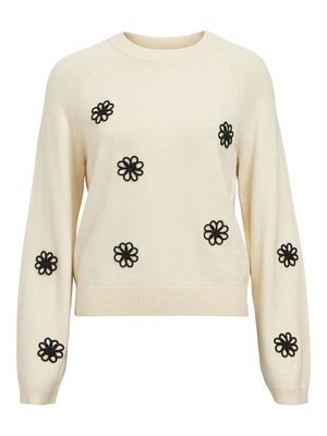 OBJLANEY RUBIN LS PULLOVER NOOS Sandshell-Black small flowers