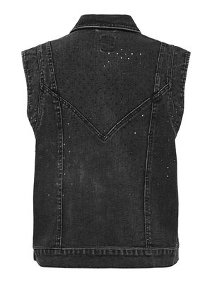 ONLKENNEDY RHINE S/L DNM WAISTCOAT WB BJ Washed Black-RHINESTONES