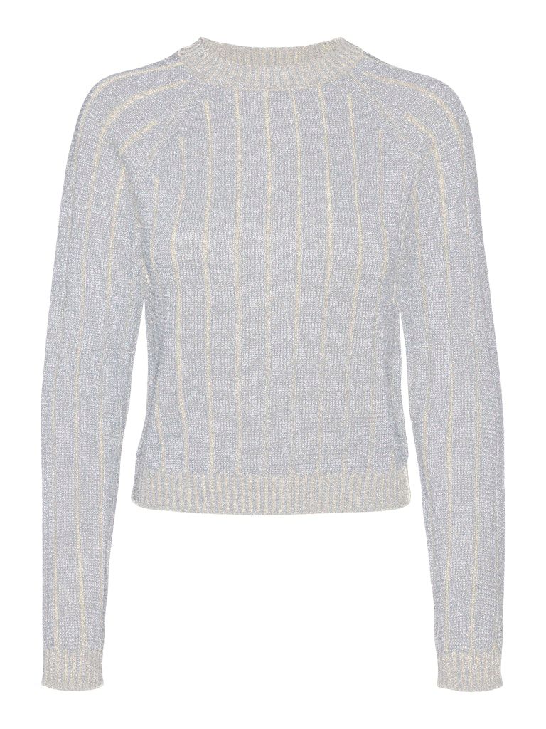 VMVANJA LS O-NECK PULLOVER Birch-W SILVER LUREX