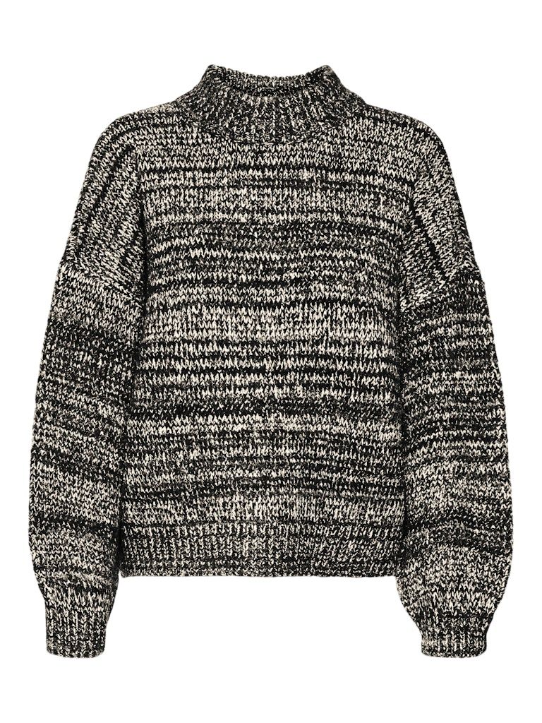 VMDAIMA LS O-NECK PULLOVER Black-W BIRCH N SILVER LUREX