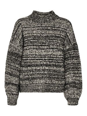 VMDAIMA LS O-NECK PULLOVER Black-W BIRCH N SILVER LUREX