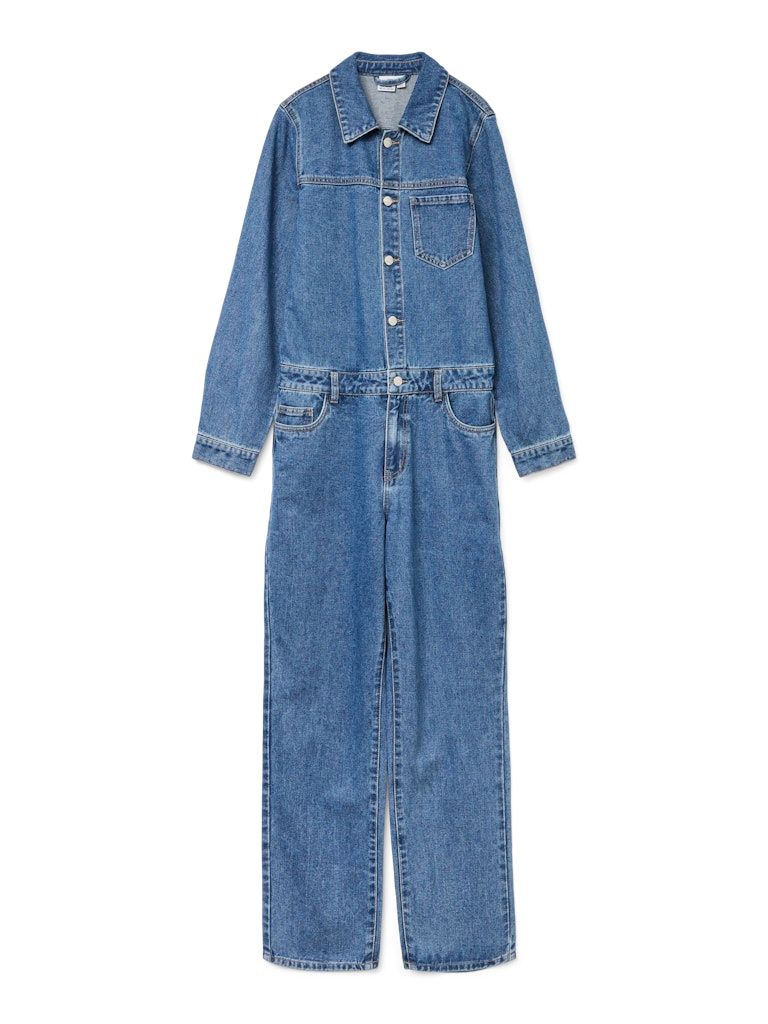 VMLONNIE LS LONG DENIM JUMPSUIT Medium Blue Denim