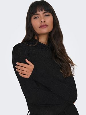 ONLCLARA L/S ROLLNECK JRS Black-Black glitter