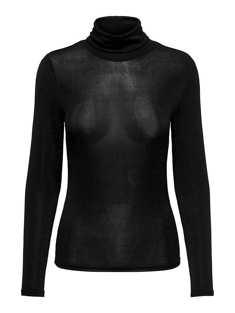 ONLCLARA L/S ROLLNECK JRS Black-Black glitter