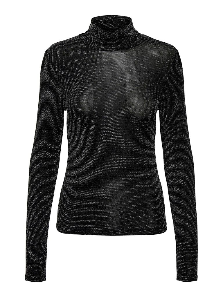 ONLCLARA L/S ROLLNECK JRS Black-Silver glitter