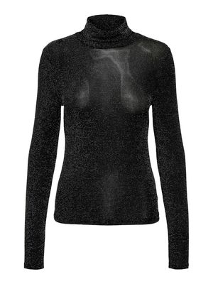 ONLCLARA L/S ROLLNECK JRS Black-Silver glitter