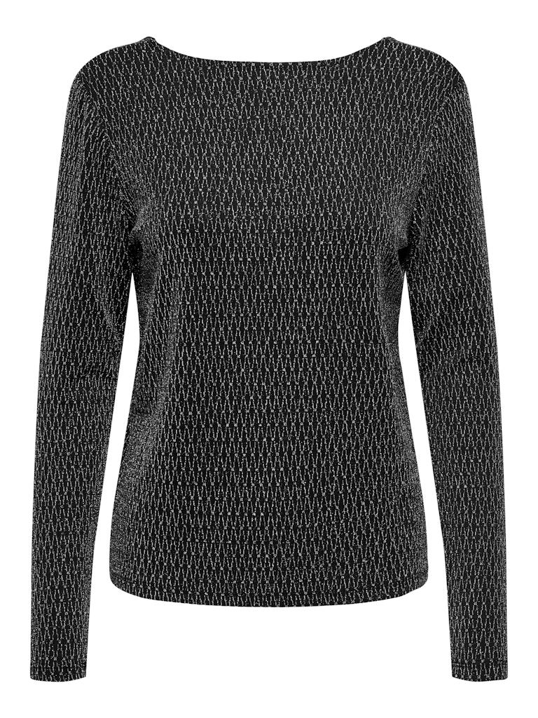 ONLCAROL L/S 2-WAY GLITTER MIX TOP JRS Black-Harlekin silver