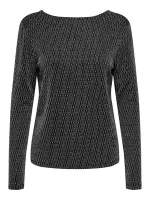 ONLCAROL L/S 2-WAY GLITTER MIX TOP JRS Black-Harlekin silver