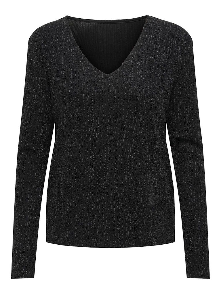 ONLCAROL L/S 2-WAY GLITTER MIX TOP JRS Black-Zigga black