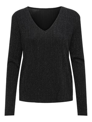 ONLCAROL L/S 2-WAY GLITTER MIX TOP JRS Black-Zigga black