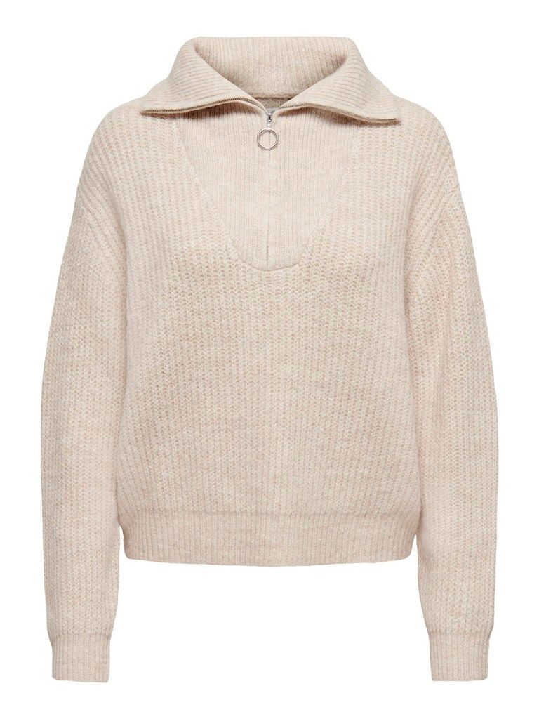 ONLBAKER L/S ZIP PULLOVER KNT NOOS Cloud Dancer-MELANGE