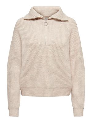 ONLBAKER L/S ZIP PULLOVER KNT NOOS Cloud Dancer-MELANGE