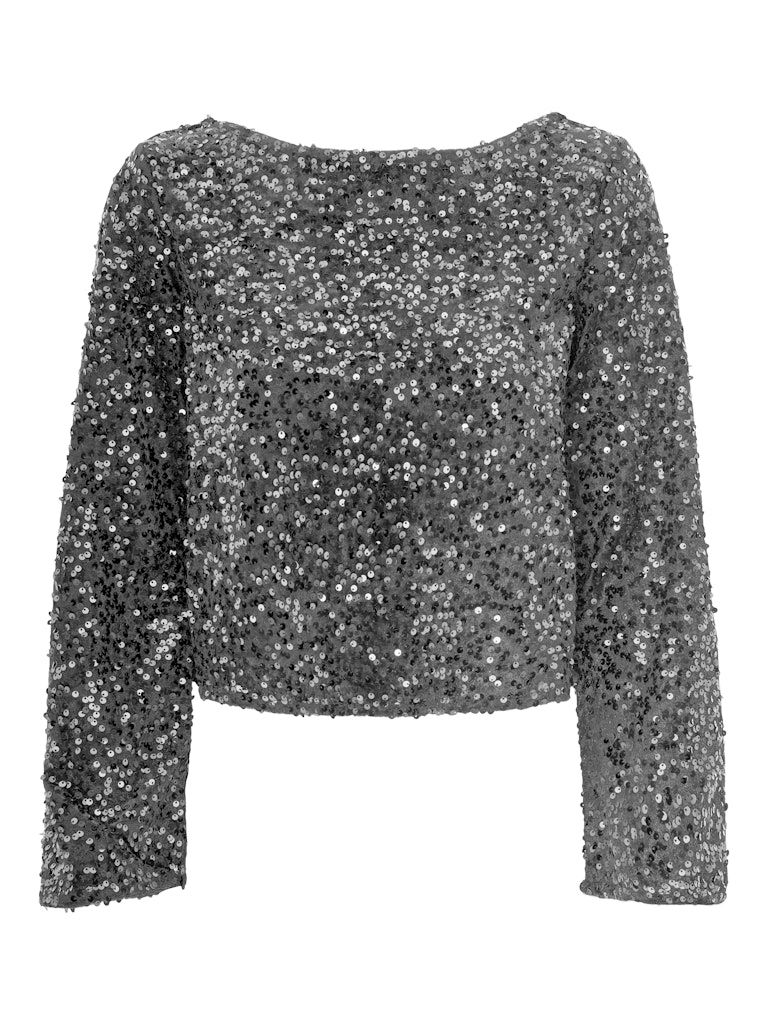 JDYSARA L/S BOW SEQUINS TOP JRS Silver/BLACK BOW