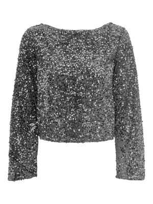 JDYSARA L/S BOW SEQUINS TOP JRS Silver/BLACK BOW