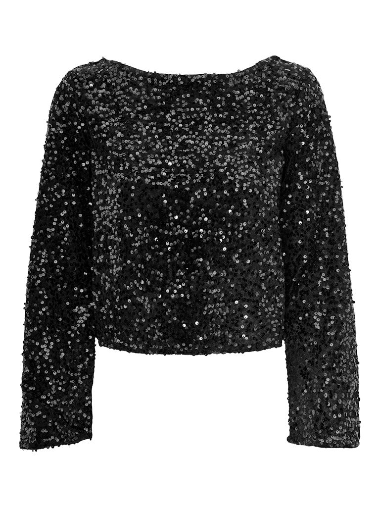 JDYSARA L/S BOW SEQUINS TOP JRS Black-BLACK BOW
