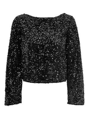 JDYSARA L/S BOW SEQUINS TOP JRS Black-BLACK BOW