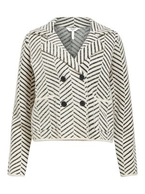 OBJWEGAS KNIT L/S LO SJACKET 136 White Sand-Black
