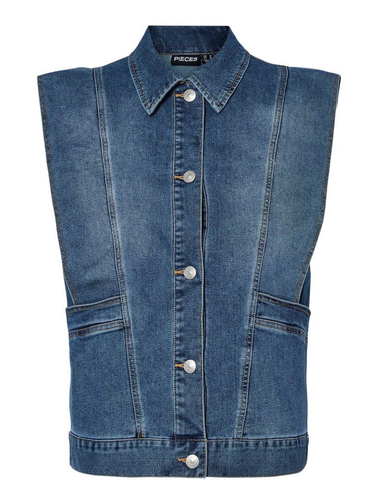 PCFEMMA LOOSE DENIM VEST D2D FSY Medium Blue Denim
