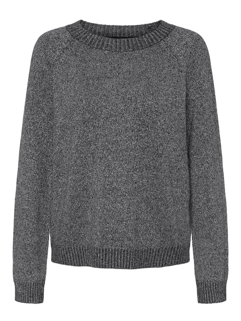 VMDOFFYSHINE LS O-NECK BLOUSE REP NOOS Asphalt/W. SILVER LUREX