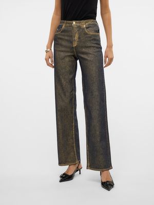 VM TESSA HR GOLD FOIL WIDE DNM JEANS Medium Blue Denim/GOLD