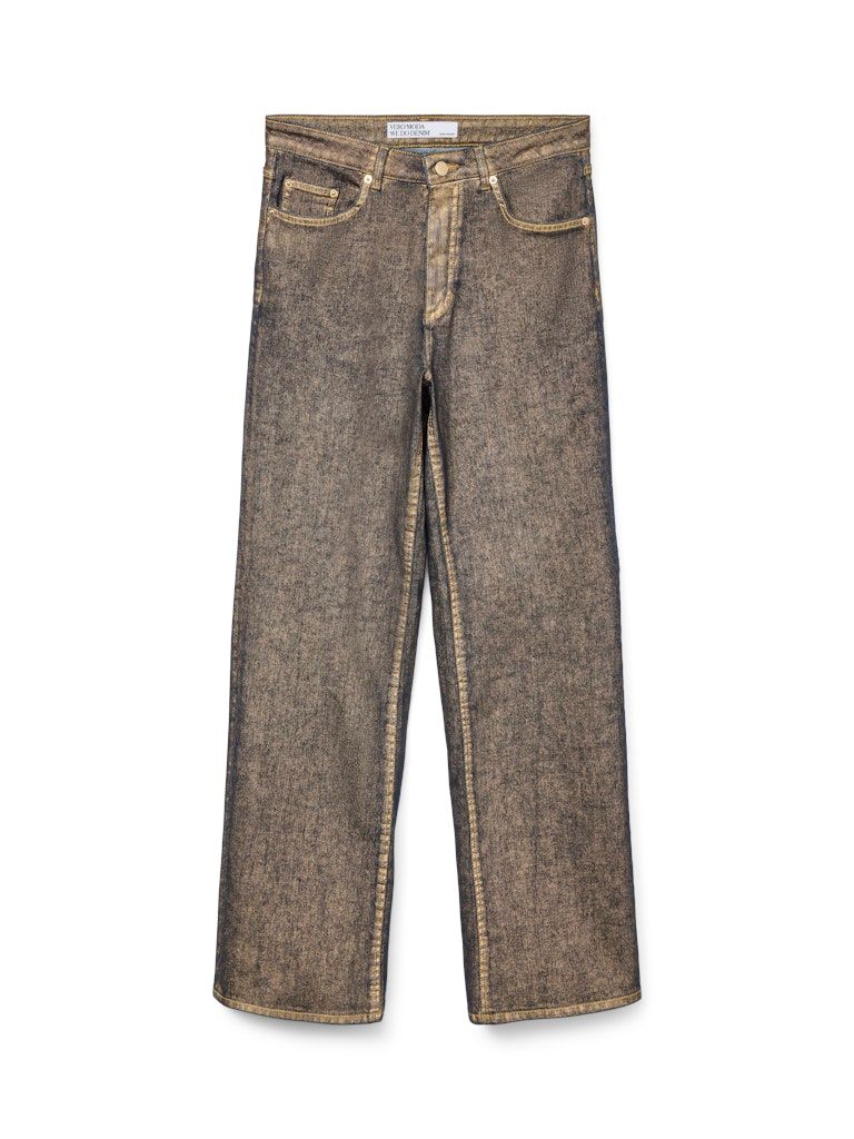 VM TESSA HR GOLD FOIL WIDE DNM JEANS Medium Blue Denim/GOLD