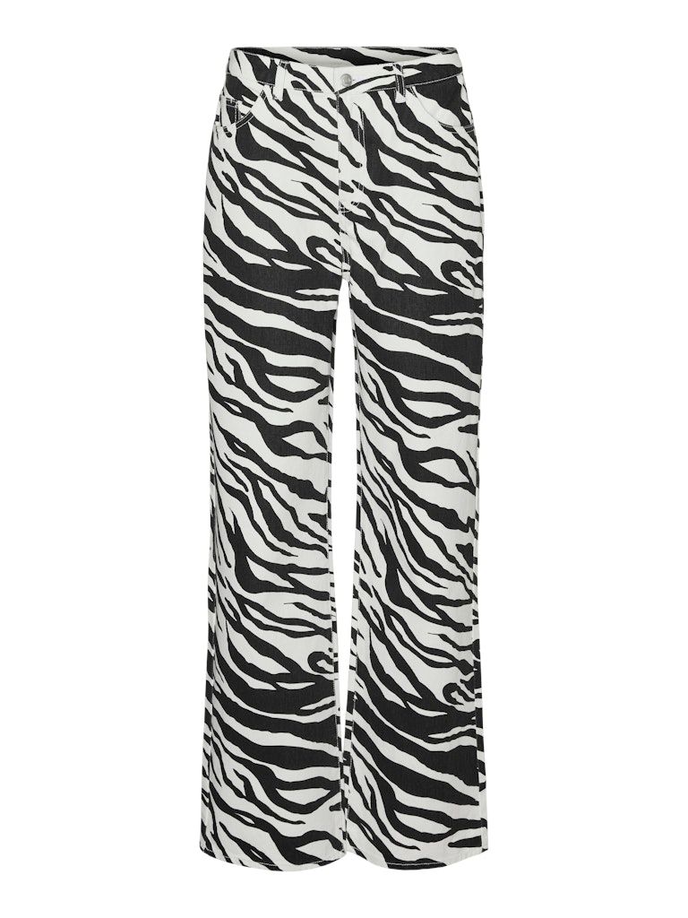 VMTESSA HR WIDE ZEBRA JEANS BLACK-WHITE Bright White/BLACK Z